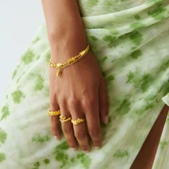 CAMILLE BRINCH SILICIUM PANZER ARMBÅND FORGYLDT SØLV 17 CM - SIPA-FG-17