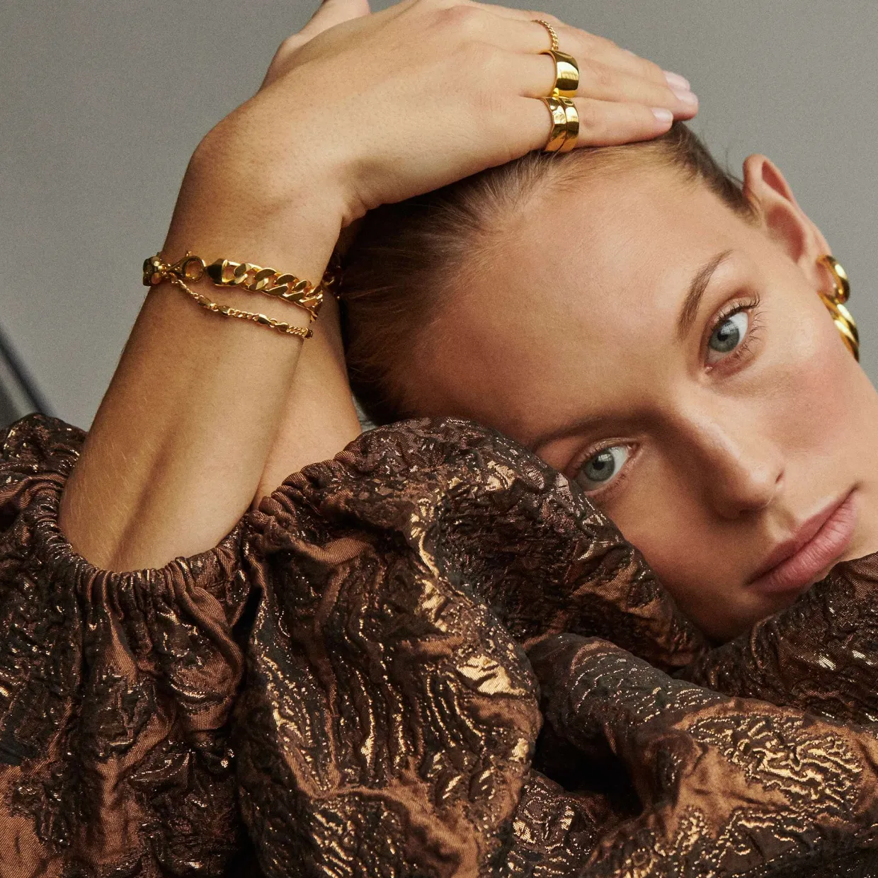 CAMILLE BRINCH SMALL CB ARMBÅND FORGYLDT SØLV 17 CM - LCBA-FG-17