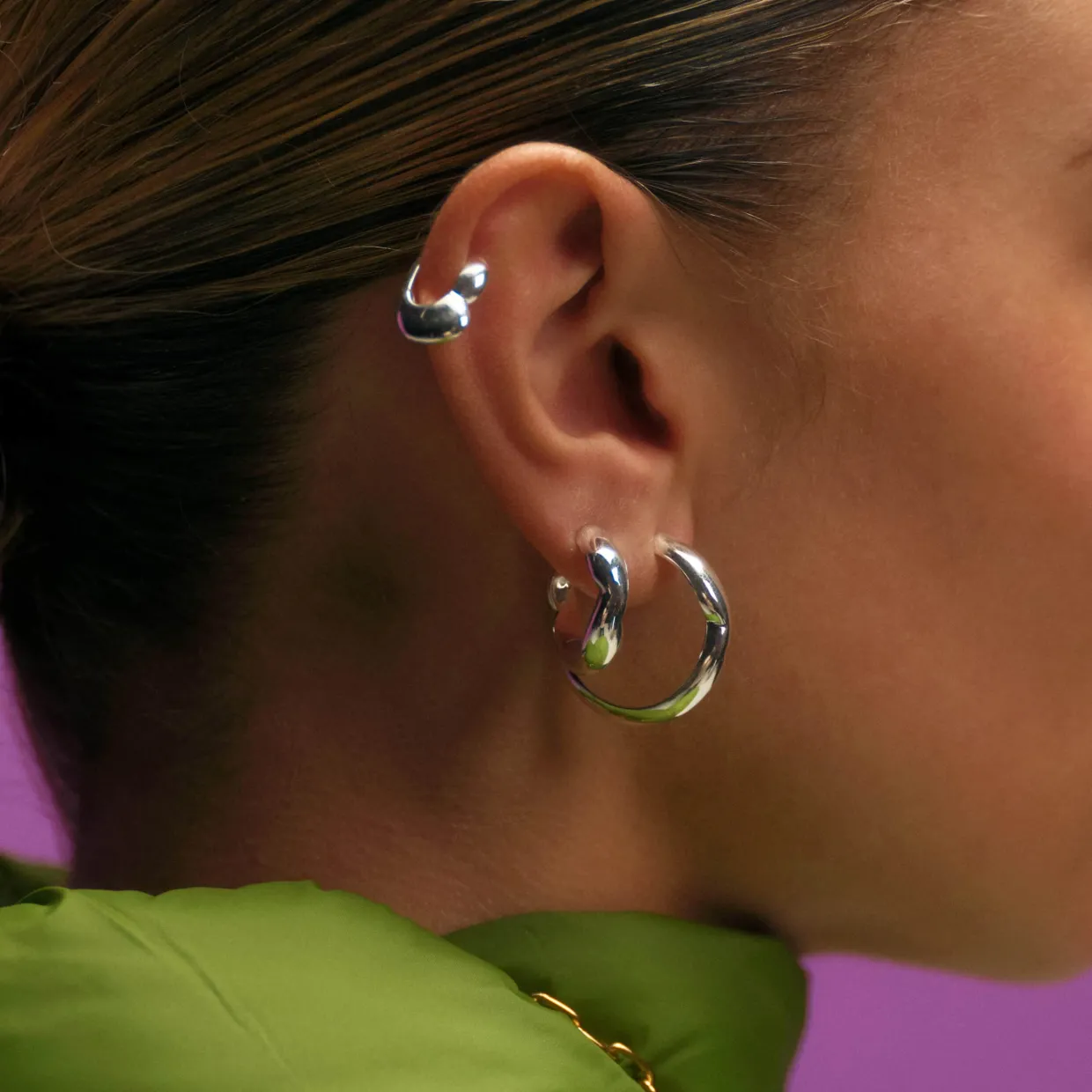 CAMILLE BRINCH SMALL PUFFER ØRERINGE SØLV - SPUH