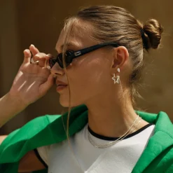 CAMILLE BRINCH STAR SPARKLY HOOPS ØRERINGE I SØLV - STSPH