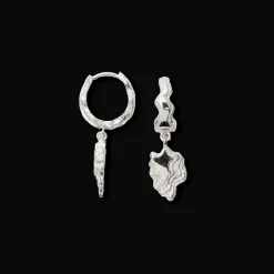 CAMILLE BRINCH STORE BLURRY LAYERS ØRERINGE SØLV - LBLAOE