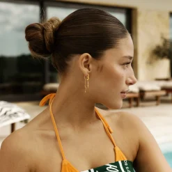 CAMILLE BRINCH WAVY SPARKLY HEART EARLINES ØRERINGE I FORGYLDT SØLV - WSPHE-FG