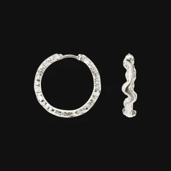 CAMILLE LARGE SHINY SPARKLY HOOPS ØRERINGE I SØLV - LSSPH