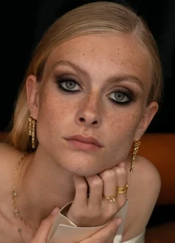 CARRÉ AMELIA SØLV FORGYLDTE ØRERINGE CHAMPAGNE KVARTS - FH 4419 CHQ