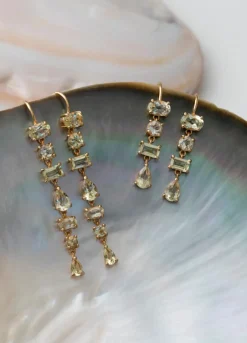 CARRÉ AMELIA SØLV FORGYLDTE ØRERINGE CHAMPAGNE KVARTS - FH 4419 CHQ