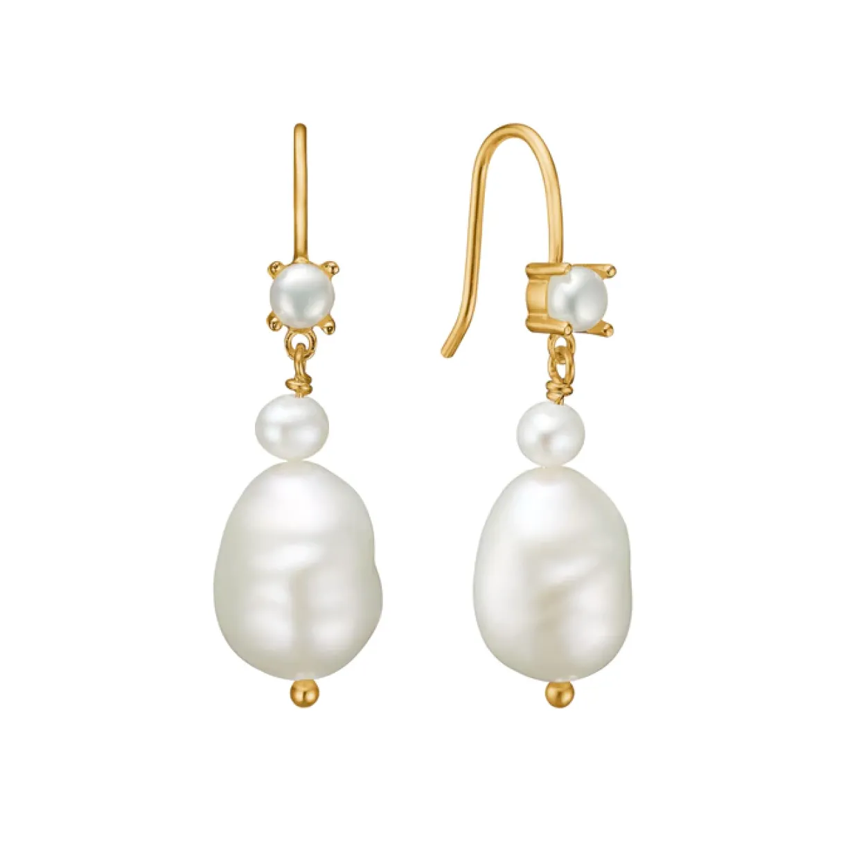 CARRÉ ARCHIVE ØRERINGE SØLV FORGYLDT MED PERLER - FH 4363 BI-BIBI