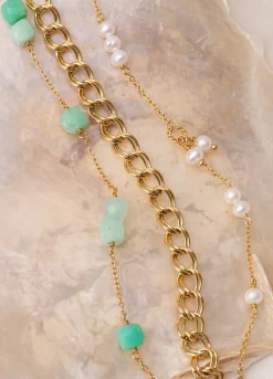 CARRÉ EIFFEL SØLV FORGYLDT ARRMBÅND MED PERLE - FB 4364 BI 16+1,5+1,5cm