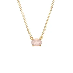 CARRÉ GEM CANDY SØLV FORGYLDT HALSKÆDE MED ROSA QUARTZ - FC 4371 RQ 38+2,5+2,5