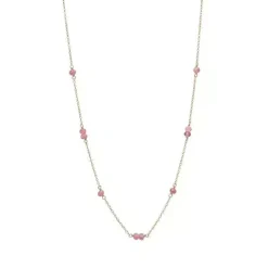 CARRÈ HALSKÆDE SØLV FORGYLDT MED PINK TURMALIN - FC 4335 TRP 38+2,5+2,5CM