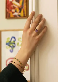 CARRÈ MIDNIGHT SØLV FORGYLDT RING MED AMETYST - FR 4488 AM