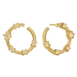 CARRÈ OLALLA ØRERINGE SØLV FORGYLDT MED KVARTS - FS 4440 CHQ