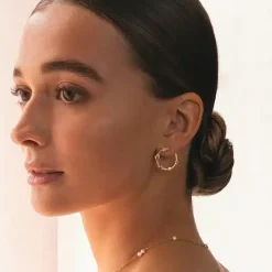 CARRÈ OLALLA ØRERINGE SØLV FORGYLDT MED KVARTS - FS 4440 CHQ