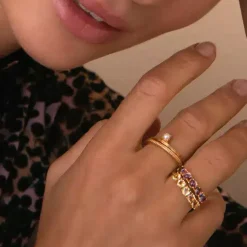 CARRÉ OLALLA RING SØLV FORGYLDT MED CHAMPAGNE KVARTS - FR 4450 CHQ