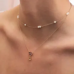 CARRÉ OLALLA SØLV FORGYLDT HALSKÆDE MED AMETHYST OG KVARTS - FC 4438 AMCHQ 38+2,5+2,5CM