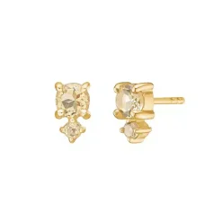 CARRÉ OLALLA SØLV FORGYLDTE ØRERINGE CHAMPAGNE QUARTZ - FS 4445 CHQ