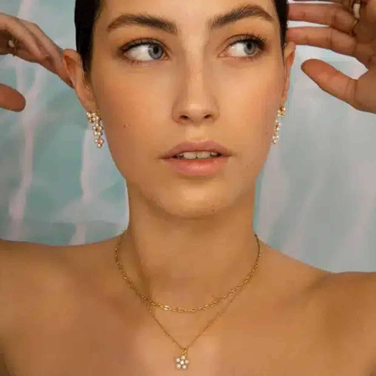 CARRÉ REEF SØLV FORGYLDT HALSKÆDE MED PERLER - FL 4460 PRSBI