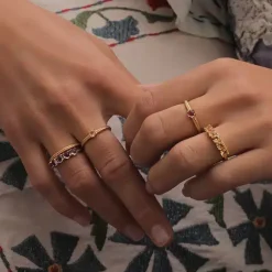 CARRÉ RING SØLV FORGYLDT MED CHAMPAGNE KVARTS - FR 4450 CH