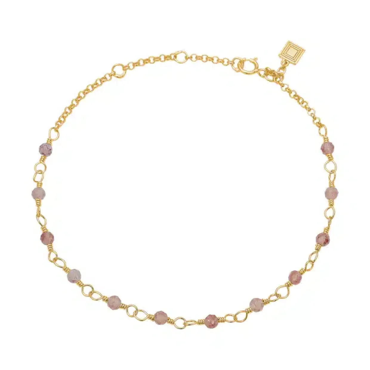 CARRÉ SØLV FORGYLDT ARMBÅND MED CHERRY KVARTS - FB 4456 CQ 16+1,5+1,5CM