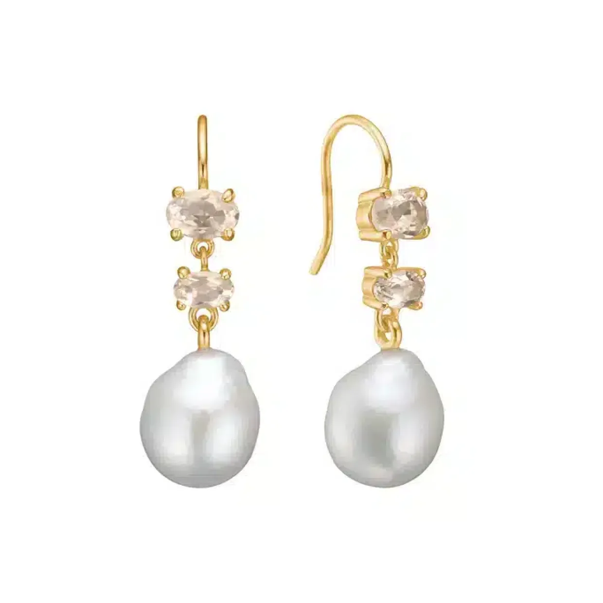 CARRÉ UNICORN SØLV FORGYLDT CHAMPAGNE QUARTS OG BAROK PERLE - FH 4425 CHQBAROQUE