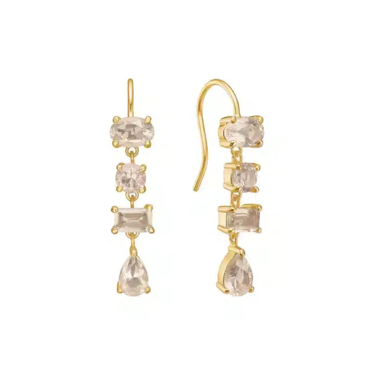 CARRÉ UNICORN SØLV FORGYLDT ØRERINGE MED CHAMPAGNE QUARTS - FH 4418 CHQ