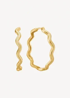 CARRÉ WAVE SØLV FORGYLDT ØRERINGE HOOPS - FH 4525 3CM