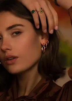 CARRÉ WAVE SØLV FORGYLDT ØRERINGE HOOPS - FH 4525 3CM