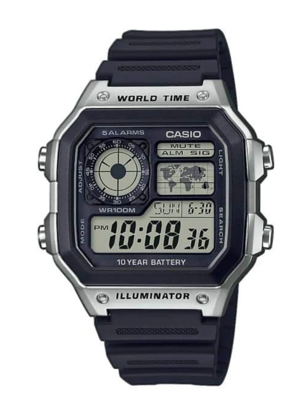 CASIO COLLECTION UR I STÅL MED GUMMIREM - AE-1200WH-1CVEF