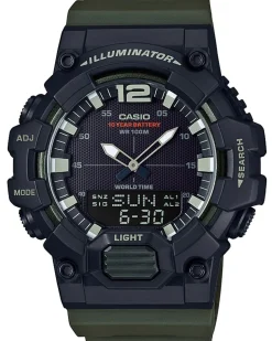 CASIO HERRE UR ILLUMINATOR SORT ARMY GRØN MED GUMMIREM