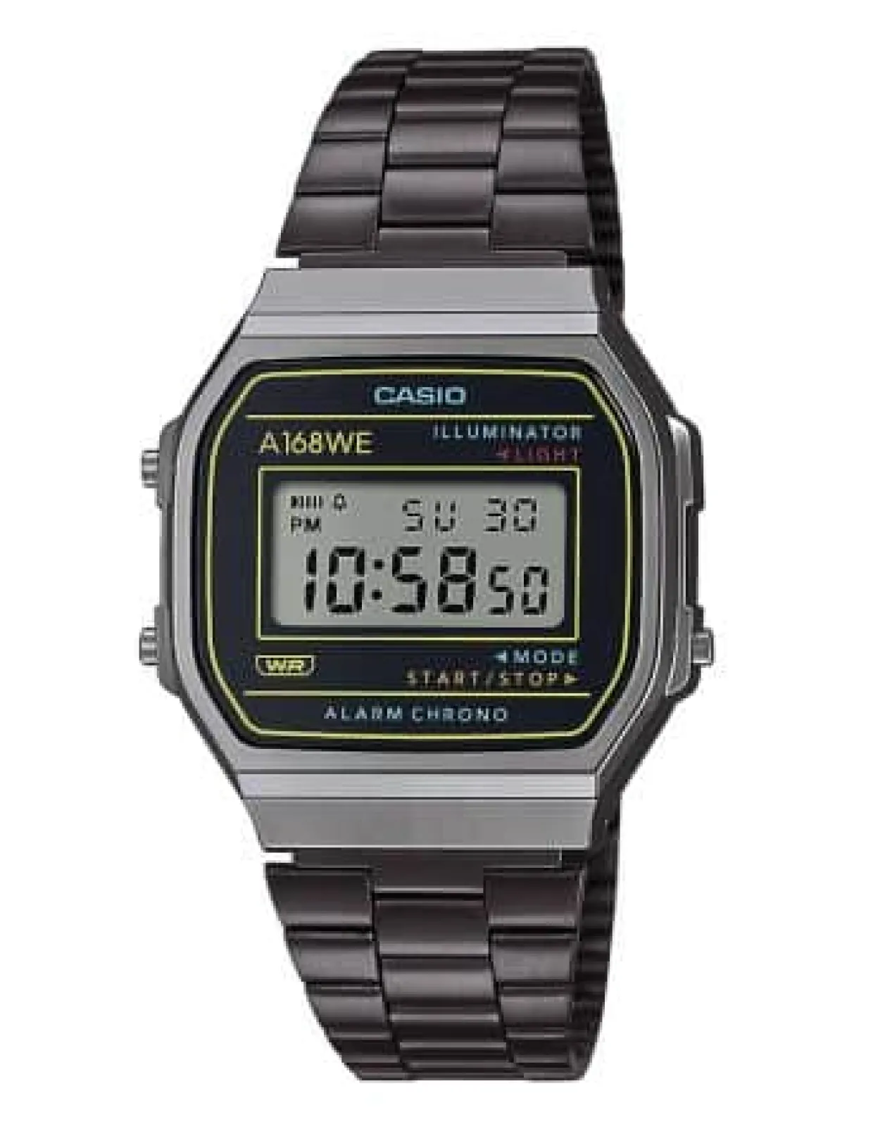CASIO VINTAGE ILLUMINATOR STÅL SORT - A168WEHB-1AEF