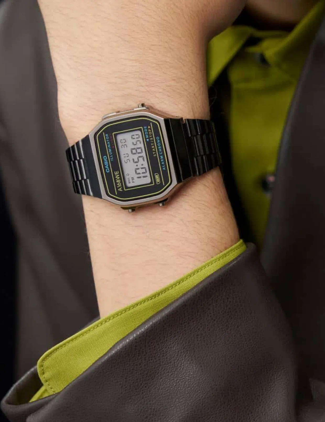 CASIO VINTAGE ILLUMINATOR STÅL SORT - A168WEHB-1AEF