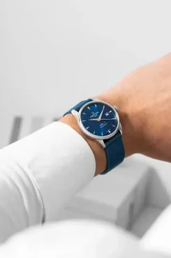 CERTINA DS1 STÅL LÆNKE OG NATROREM MED BLÅ SKIVE - C0298071104102