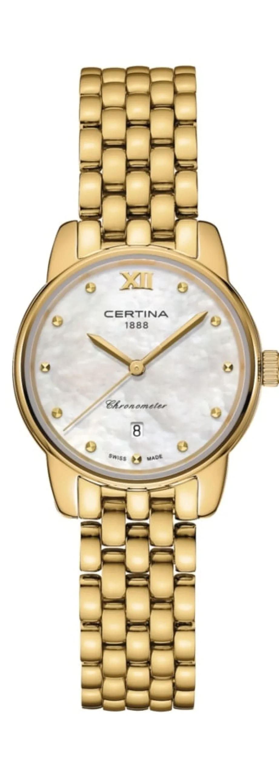 CERTINA DS-8 UR DAME GULDFARVET STÅL MED PERLEMORSSKIVE - C0330513311800