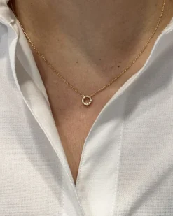 CHRISTOFFERSEN JEWELLERY HALSKÆDE 14 KARAT GULD CIRKEL MED 0,06 CARAT BRILLANTER – 2000121