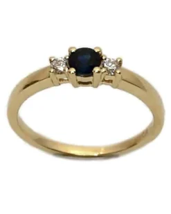CHRISTOFFERSEN JEWELLERY RING 14 KARAT GULD MED BLÅ SAFIR OG 0,11 CARAT BRILLANTER – 5000490-SA