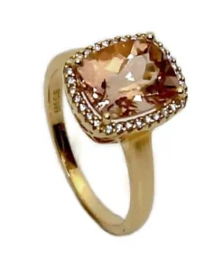 CHRISTOFFERSEN JEWELLERY ROSET RING 14 KARAT GULD MED MORGANIT OG 0,115 CARAT BRILLANTER - 5070957-53