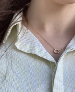 CHRISTOFFERSEN JEWELLERY HALSKÆDE 14 KARAT GULD CIRKEL MED BRILLANTER - 2000158