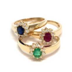 CHRISTOFFERSEN JEWELLERY ROSET RING 14 KARAT MED SAFIR OG BRILLANTER - 5070256G-SA