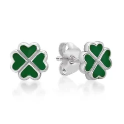 CHRISTOFFERSEN JEWELLERY ØRERINGE MED FIRKLØVER GRØN - 3071048-6