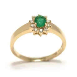 CHRISTOFFERSEN JEWELLERY ROSET RING 14 KARAT MED SMARAGD OG BRILLANTER - 5070256G-SM