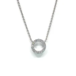 CHRISTOFFERSEN JEWELLERY HALSKÆDE 14 KARAT HVIDGULD CIRKEL MED BRILLANTER - 2000158-5