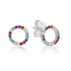 CHRISTOFFERSEN JEWELLERY CIRKEL ØRERINGE STIK SØLV RAINBOW - 3011025-6