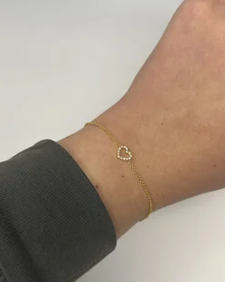 CHRISTOFFERSEN JEWELLERY ARMBÅND 14 KARAT GULD HJERTE MED 0,07 CARAT BRILLANTER - 9000152