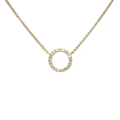 CHRISTOFFERSEN JEWELLERY HALSKÆDE 14 KARAT GULD CIRKEL MED 0,26 CARAT BRILLANTER – 2000182