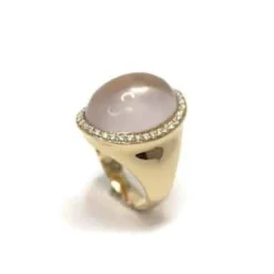 CHRISTOFFERSEN JEWELLERY RING 14 KARAT GULD MED ROSA KVARTS OG BRILLANTER - 5070583-58