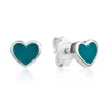 CHRISTOFFERSEN JEWELLERY ØRERINGE SØLV HJERTE MED TURKIS EMALJE - 3070858-8