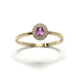 CHRISTOFFERSEN JEWELLERY RING 14 KARAT MED PINK SAFIR OG BRILLANTER - 5070104-43
