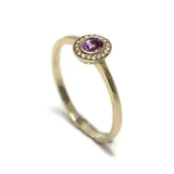 CHRISTOFFERSEN JEWELLERY RING 14 KARAT MED PINK SAFIR OG BRILLANTER - 5070104-43