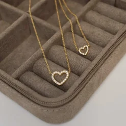 CHRISTOFFERSEN JEWELLERY HJERTE HALSKÆDE 14 KARAT GULD MED 0,07 CARAT BRILLANTER - 2000152