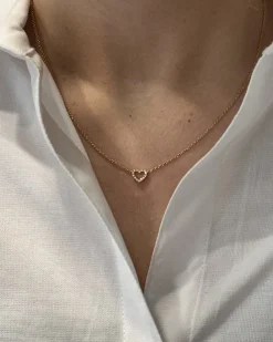 CHRISTOFFERSEN JEWELLERY HJERTE HALSKÆDE 14 KARAT GULD MED 0,07 CARAT BRILLANTER - 2000152