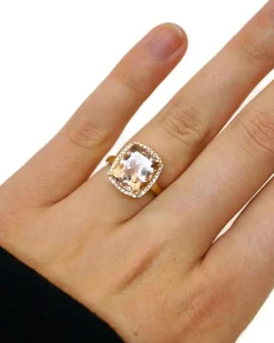 CHRISTOFFERSEN JEWELLERY ROSET RING 14 KARAT GULD MED MORGANIT OG 0,136 CARAT BRILLANTER - 5070956-53